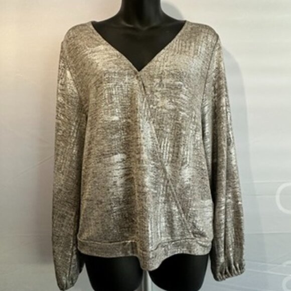 Anthropologie Cary’s Dolman Metallic Wrap Blouse, Small - Picture 1 of 9